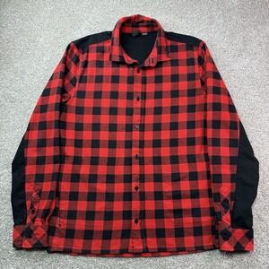 Oakley Long Sleeve‎ Button Down Checkered Plaid Red Flannel Shirt Mens Large